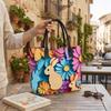  Floral Bunny Printed Tote Bag Large Capacity Casual Shoulder Handbag for Daily Use