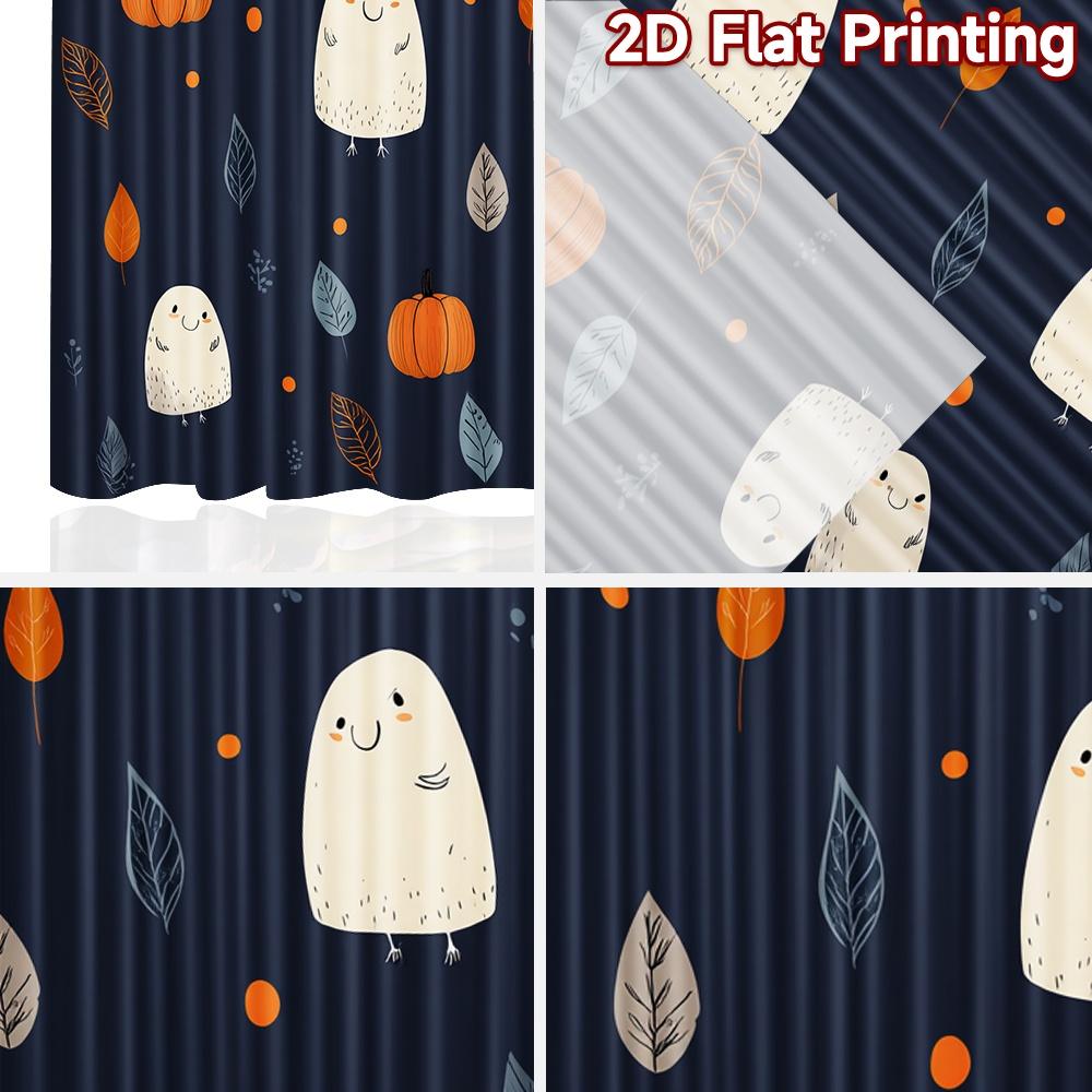 2D FLAT PRINTING 2pcs Curtains (Without Rod) Halloween Ghosts and Pumpkins (2) New yearFestival Popular Curtains&Drapes Durable