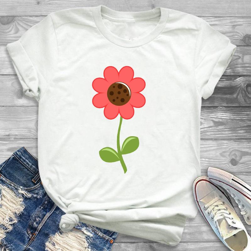 Sunflower Painting Flowers Womens Female Graphic T Shirt Women 90S Harajuku Kawaii Fashion T Shirt Streetwear