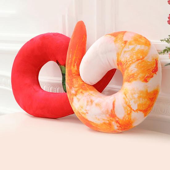 3D Shrimp Eggplant U Shaped Cushion Stuffed Plush Neck Travel Home Bed Toy