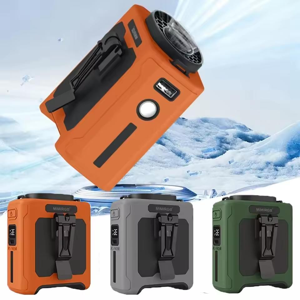 Portable Waist Fan 4000mAh Rechargeable Hanging Neck Fan Personal Wearable Belt Clip Fan with LED Flashlight for Outdoor Camping
