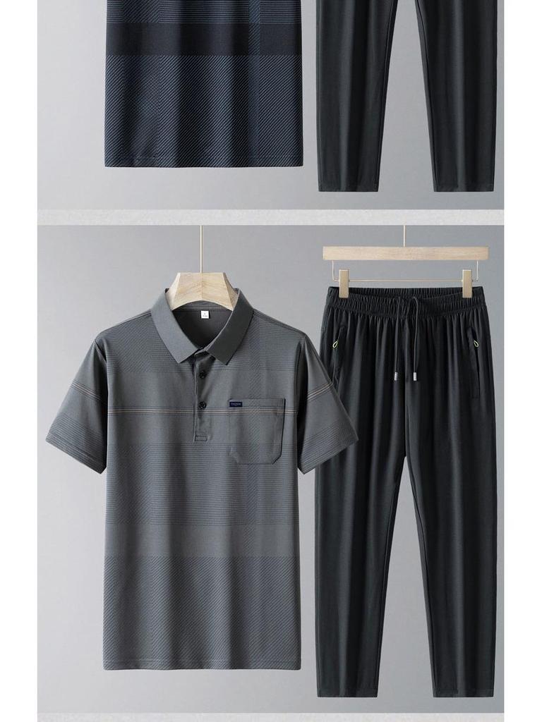 Summer 2024 Father's Day Polo Set for Middle-Aged Men - Short-Sleeve Sportswear for Dad (50-60 Years)