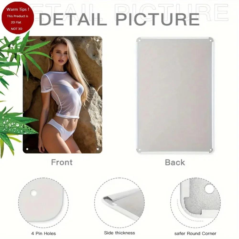 Arte de Parede Metálica Retrô Boêmia "Garota Fitness" 20x30 cm - Cartaz de Ferro Resistente ao Calor Fácil Instalação para Academia em Casa Decoração de Piscina