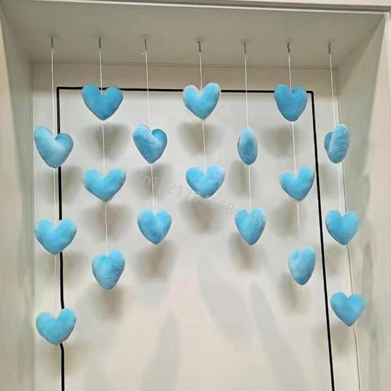 Heart Shaped Curtain Door Decoration Korean Lovely String Pendant Partition Door Decor with Hooks for Girls Room 6XDE