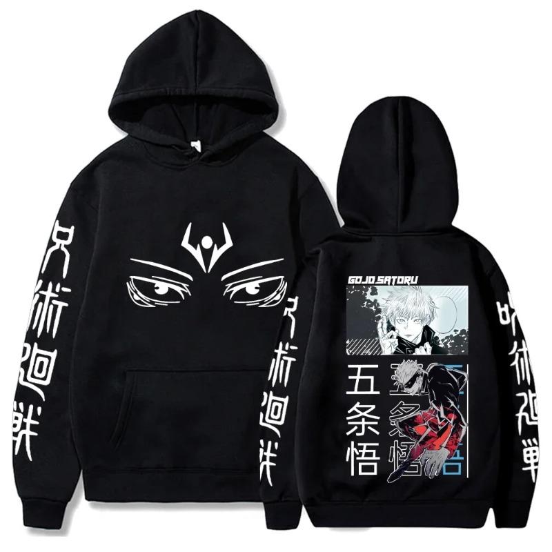 Anime Jujutsu Kaisen Satoru Gojo Cool Graphic Print Hooded  Autumn Winter Fleece Oversized Hoodies Classic Sweatshirt
