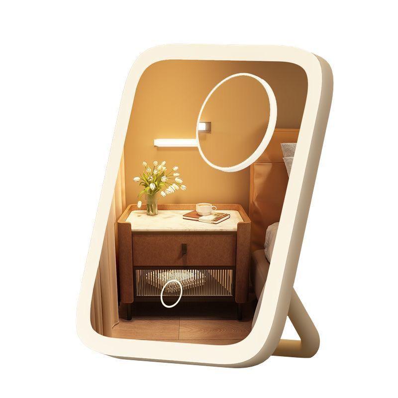 Slimme Draagbare LED Make-up Spiegel met 360-Graden Vullicht en Vlak Bureauontwerp