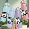 1PC Vintage Classic Car Print 750ml Color Plastic Sports Water Bottle Leakproof Flip Straw Lid Suitable for Sports Office Home Use