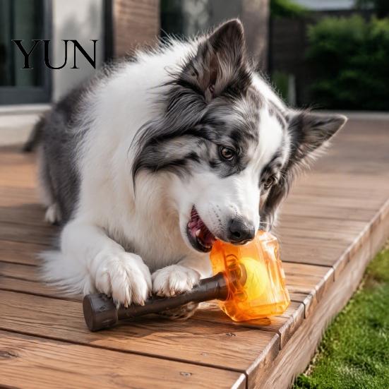 Sound Making Puppy Toys Interactive Squeaky Hammer Dog Toy with Built-in Tennis Ball for Medium And Large Dogs, Aggressive Chewers Toys,