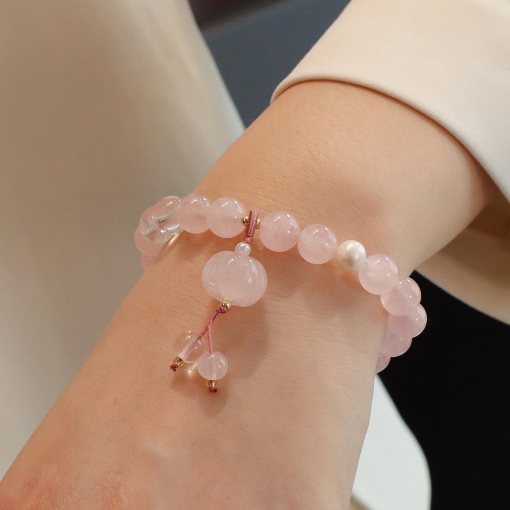New Chinese Style Natural Pink Crystal Bracelet Lotus Pod Peanut Pendant Jewelry Design Fashion Crystal Bracelet