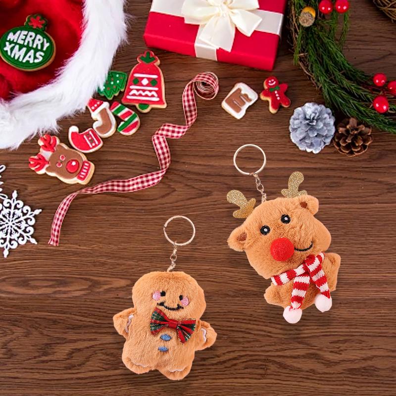 1PC Ornament Plush Keychains Gift Bag Charm Keyring Bag Pendants Cute Christmas Plush Doll Bag Accessories Christmas