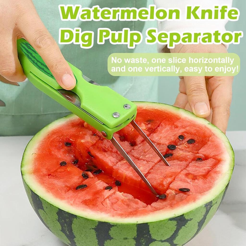 Watermelon Cutter Slicer with Melon Baller Scoop Set, Fruit Scooper Knife for Dig Pulp Separator, Watermelon Knife Fruit Cutters Shapes