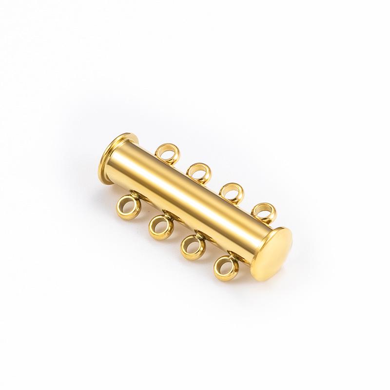 18K Vacuum-Plated Stainless Steel Dual/Triple Row Snap Buckle Clasp for DIY Necklace/Bracelet Jewelry