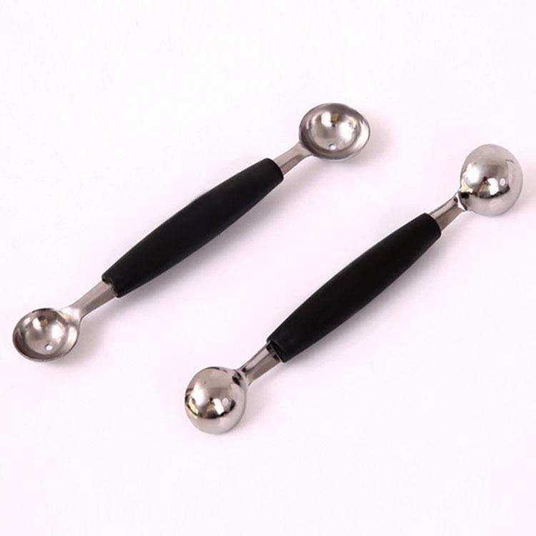 Fruit Ball Digger Double Head Ice Cream Watermelon Platter Digging Spoon Stainless Steel Fruit Carving Spoon Digging Ball Spoon Watermelon Spoon
