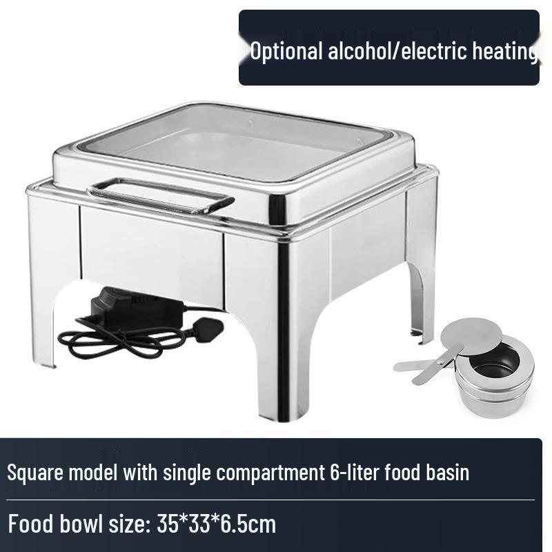 Stainless Steel Electric Buffet Warmer with Visible Hydraulic Heating for Hotel Restaurants