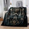 Dark Fantasy Style Viking Head Pattern Printed Blanket, Suitable for Sofa, Bed, Camping, Office, Travel Gift Blanket, All-season Multi-purpo
