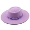 New autumn and winter wool.cm color fashionable chain big brim jazz top hat felt hat