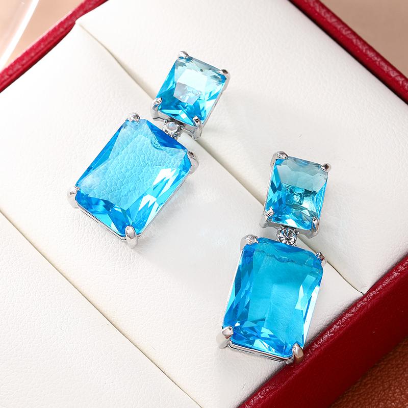 

Роскошные винтажные квадратные серьги-подвески с синим цирконом для женщин, модные, изысканные, бохо, для вечеринки, свадебные сувениры, аксессуары