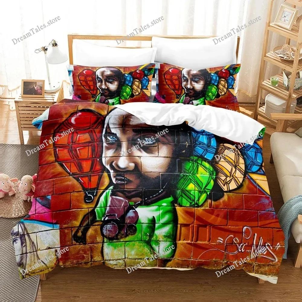 Graffiti Duvet Cover Set Teen Style Pattern Bedding Street Culture Decor Set King Queen Size Hip Hop Polyester Comforter Cover74