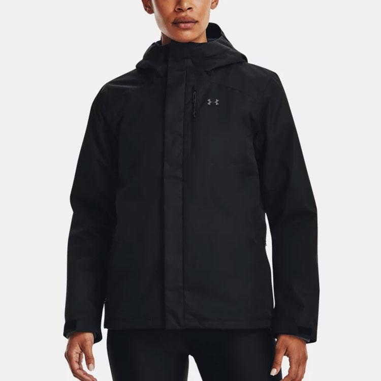 Under Armour Logo Print Zip-Up Hoodie Women Jackets Black 1371593-001