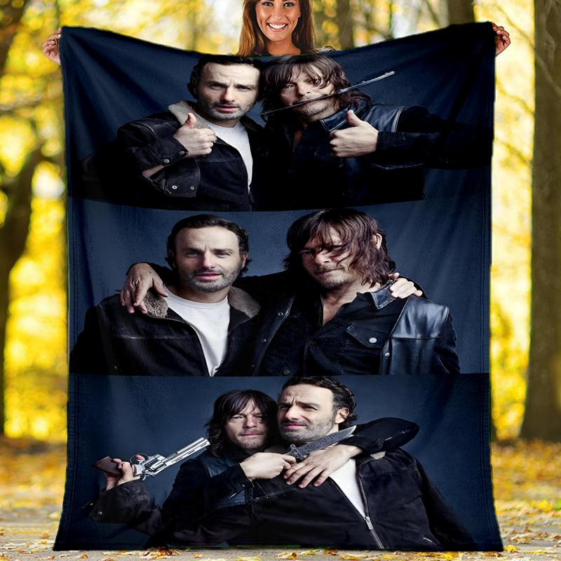 Daryl Rick Theme Printed Blanket Perfect For Couch Bed Travel Outdoor Use Machine Washable Cozy Durable