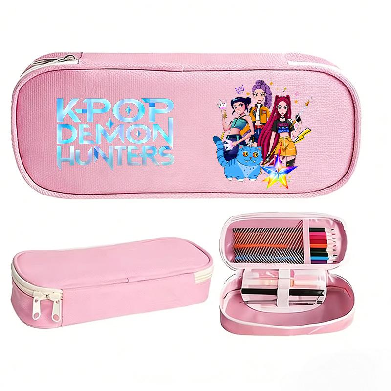 K-pop Demon Hunter Girl Group Pencil Case - Korean Style, Multifunctional Oxford Cloth Stationery Box for Students.