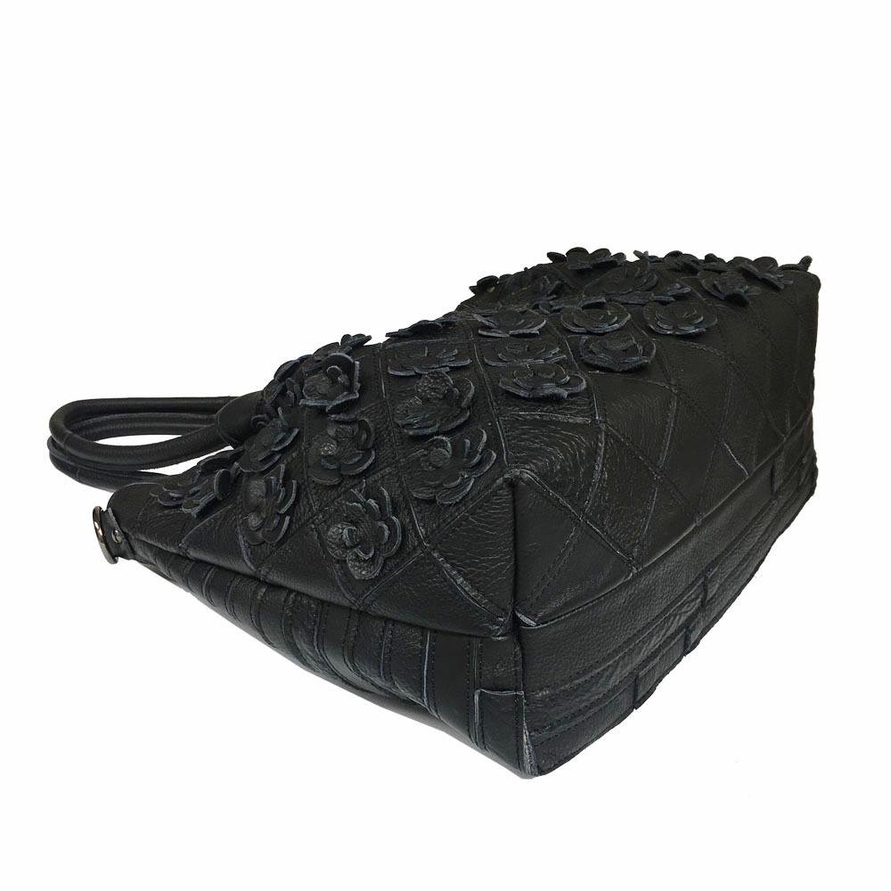 Vintage Květinová Dámská Crossbody Kabelka z Pravé Kůže – Design Diamantové Mřížky, Všestranná a Ležérní