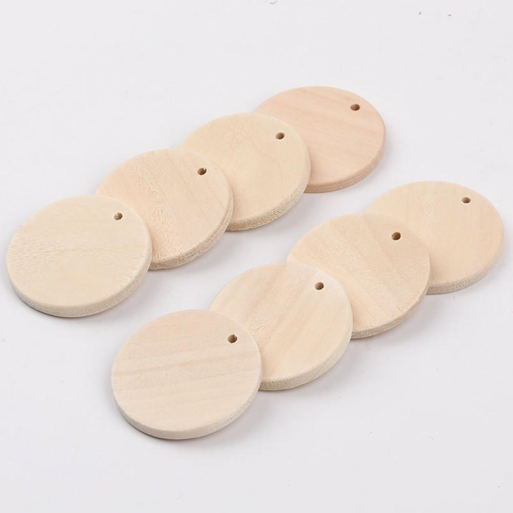 50Pcs DIY Crafts Wooden Discs with Keychain 35mm Round Wooden Ornaments  Reminder Record