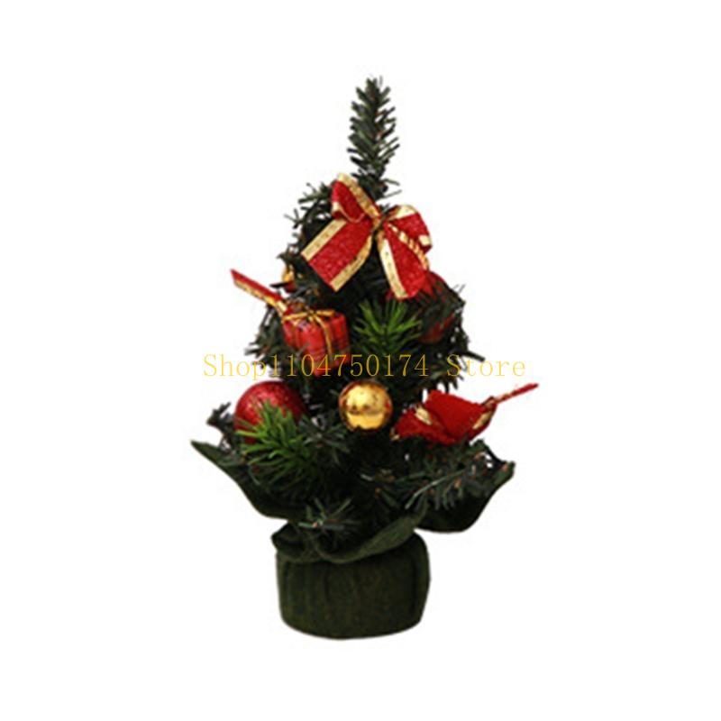 9'' Mini Christmas Tree with Flower Bells Ornaments Xmas Tree Desktop Decoration top sale