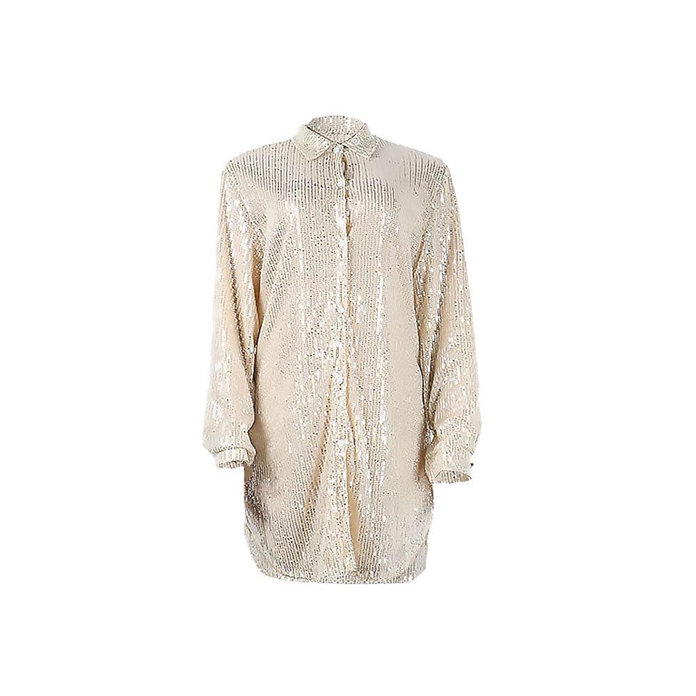 Stylish European & American Sequin Shirt Dress