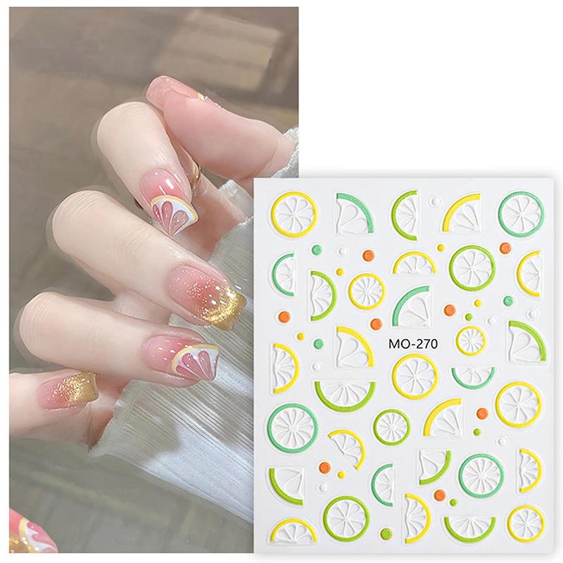 Lemon Cherry Strawberry Diy 5D Soft Embossed Relief Self Adhesive Nail Art Decorations Stickers Decal