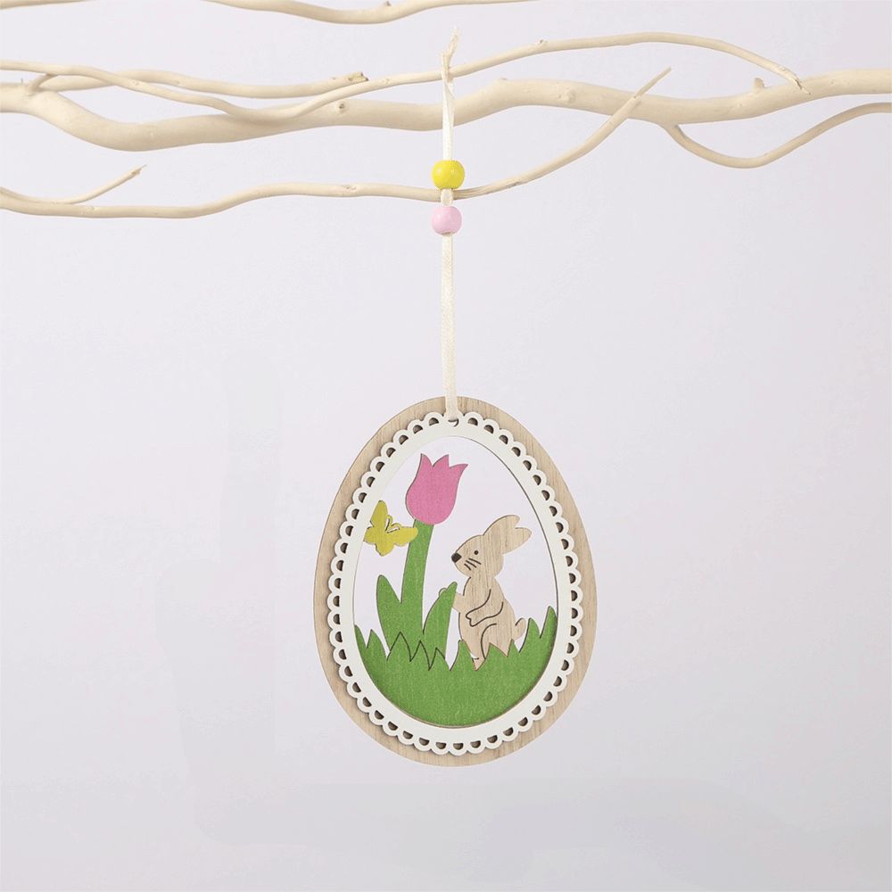 Easter Decor Easter Ornaments Wood Material Hanging Ornaments Wooden Ornaments  Outdoor Decor