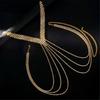 Stylish U Shape Layer Fringe Chest Necklace In Gold And Silver For Wedding Party And Cosplay Outfits