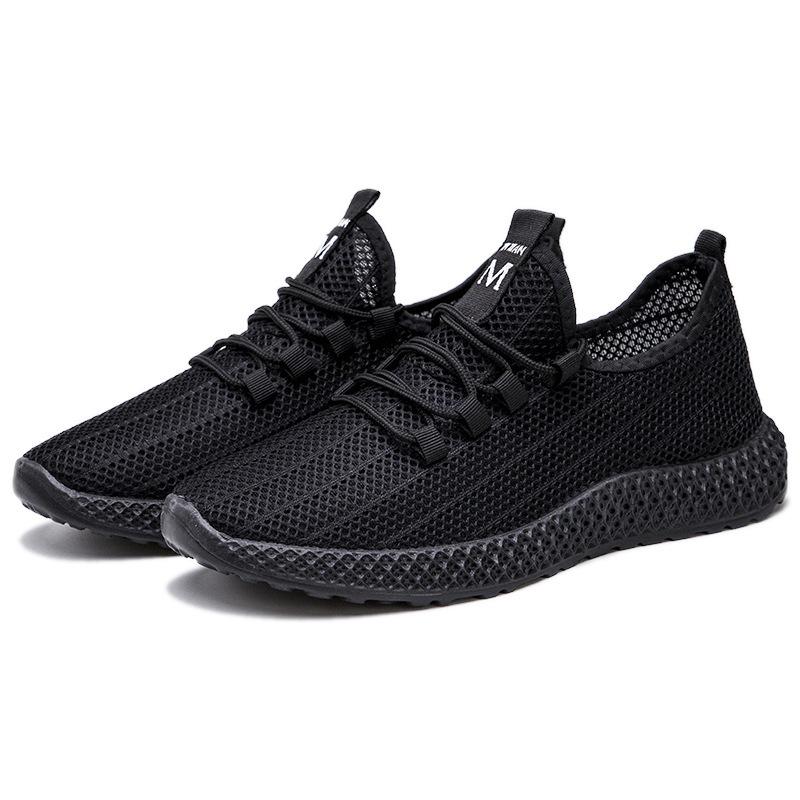 Breathable fly-woven shoes black light and comfortable outdoor running mesh shoes fashion casual soft-soled sports men's shoes