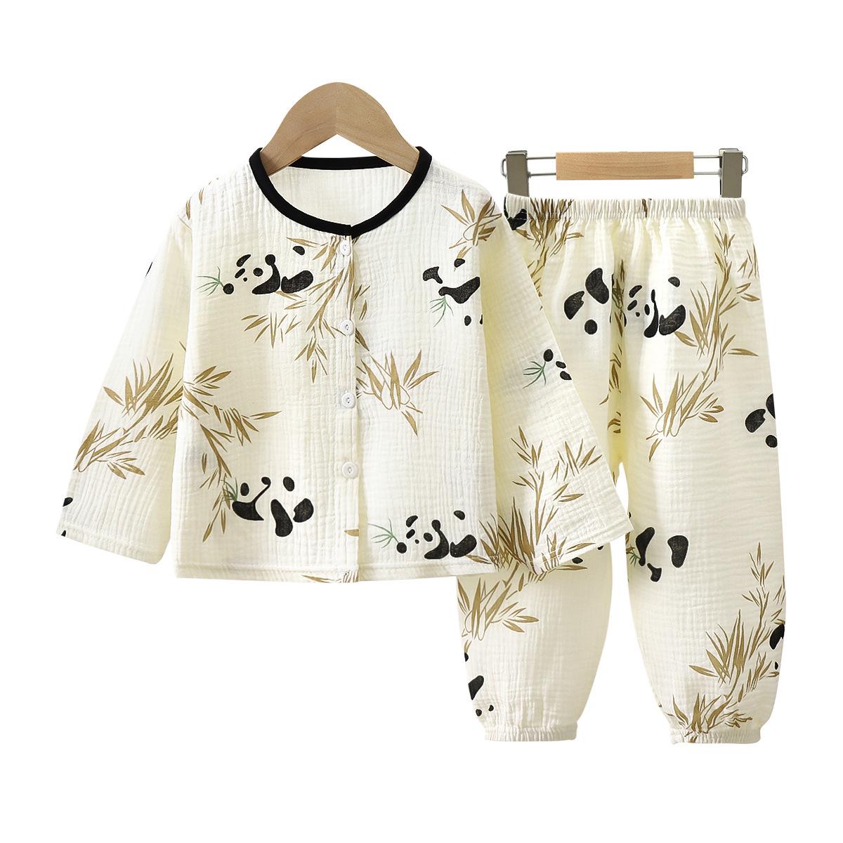 Summer Kids Double-Layer Cotton Gauze Pajama Set for Boys and Girls