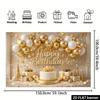 2D Luxury Gold White Balloon Birthday Backdrop with Warm Lights