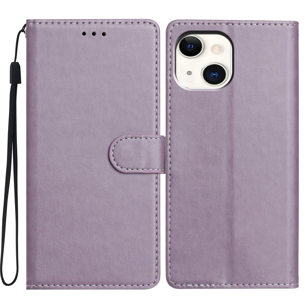 For iPhone 14 Leather Phone Case Wallet Stand Cover with Handy Strap