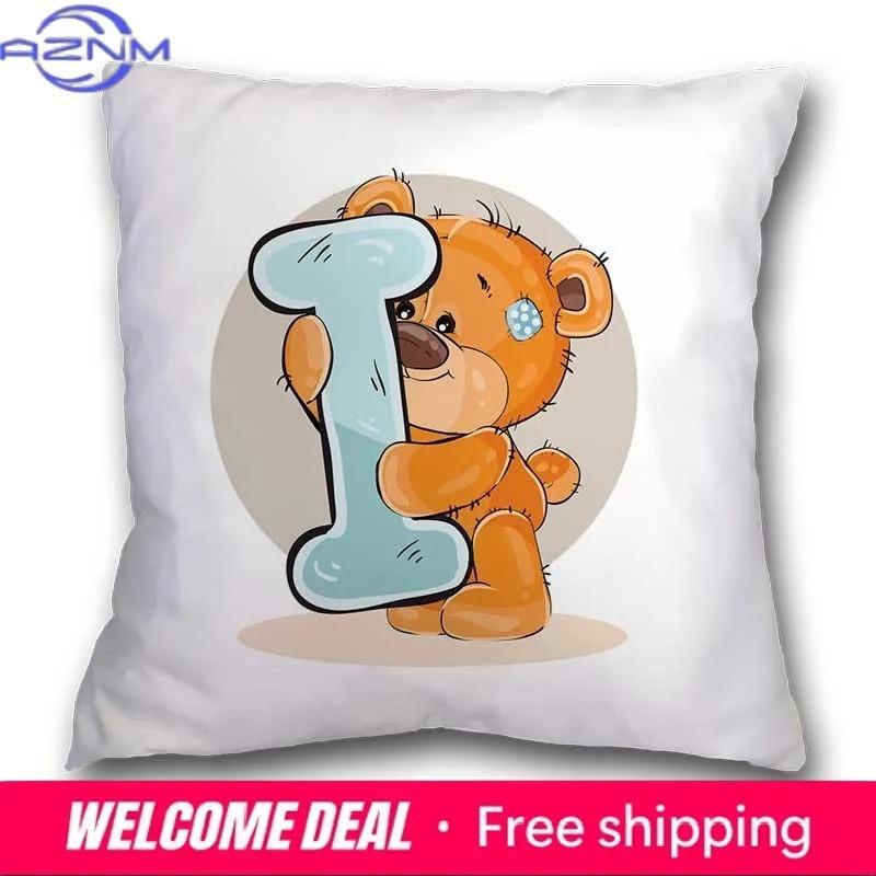 Cute Cartoon Bear Animal Pillowcase Cushion Cover Printing Suitable For Sofa Children'S Room Decorative Pillowcase