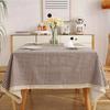 Nordic Style Coffee Grid Tablecloth Rectangle Tablecloth with Lace Dust-Proof Table Cover for Kitchen Dinning Table Decoration