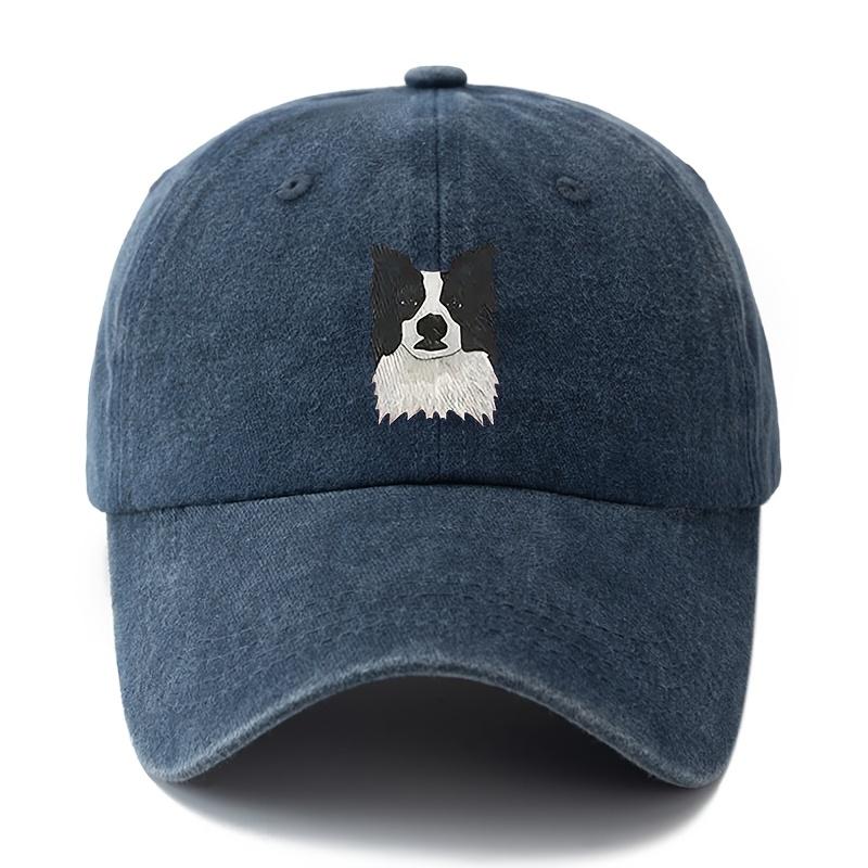 Printed Cute Border Collie Dog Baseball Cap Retro Outdoor Light Curved Brim Cap Truck Driver Hat Holiday Camping