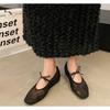 Women's Lace Embroidered Ballet Flats Square Toe Bow Tie Strap Breathable Casual Shoes