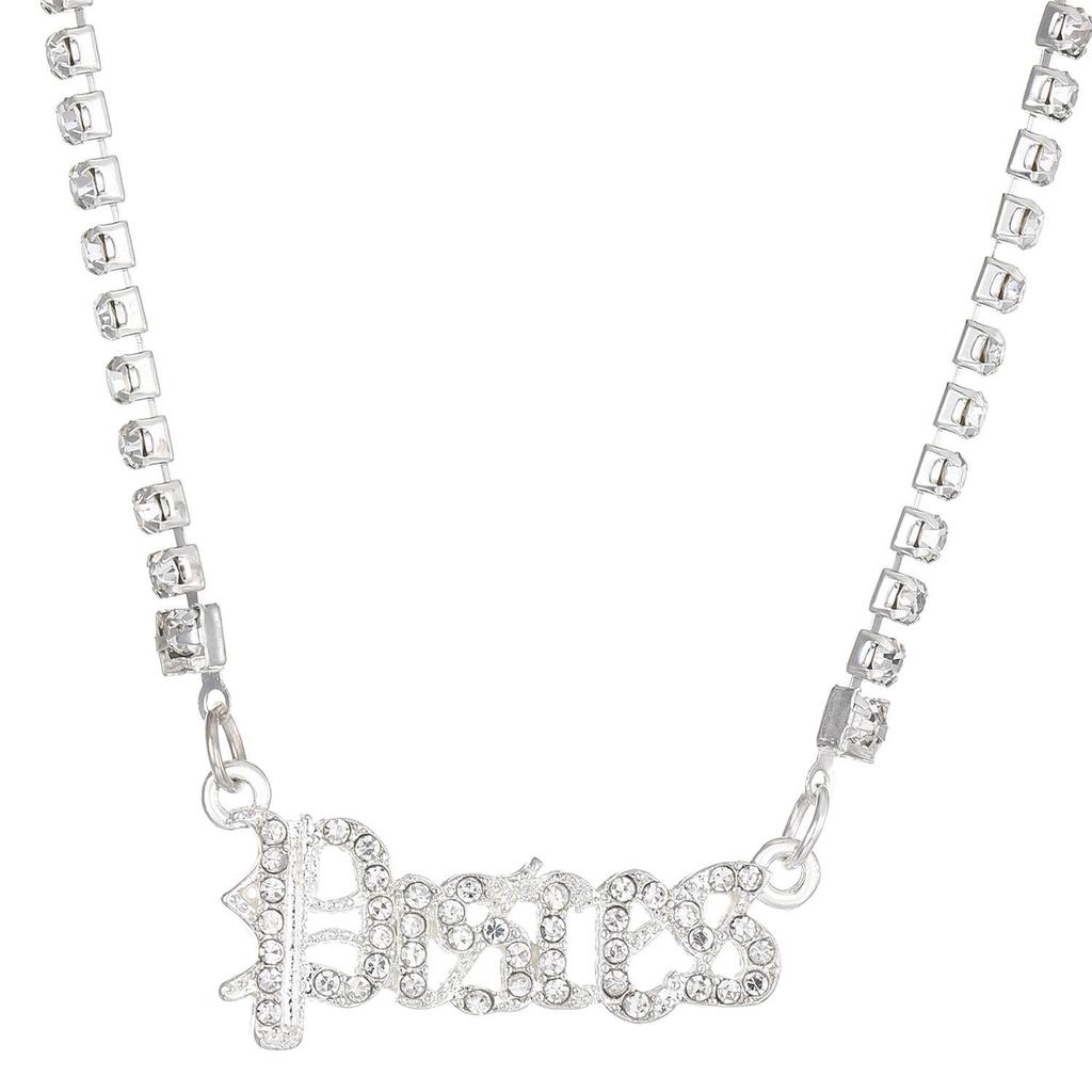 Fashion Twelve Zodiac Super Flash Rhinestone Inlay Necklace Sweater Chain Pendant
