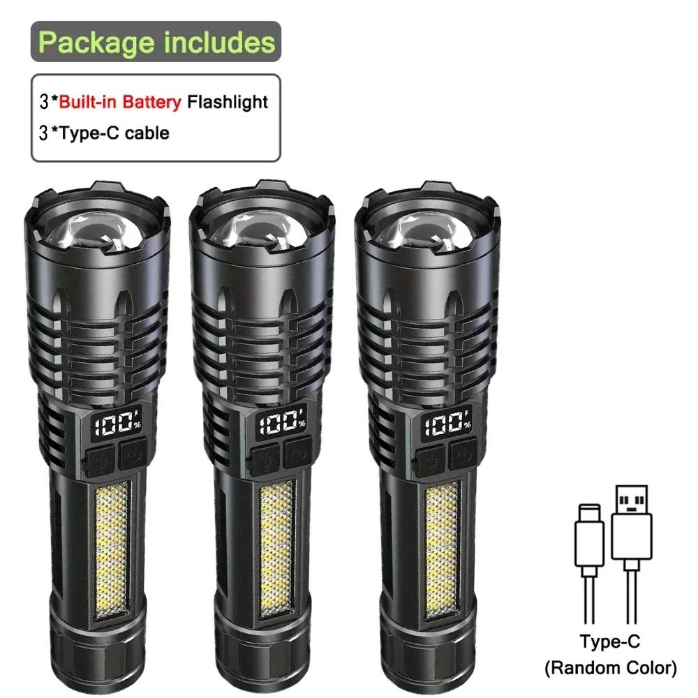 XIWANGFIRE High Power LED Flashlight Rechargeable Flashlight With Side Light Super Bright Long Shot Outdoor Camping And Hiking