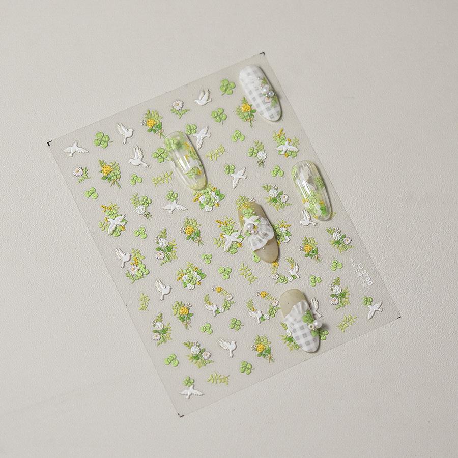 Рельефная наклейка для ногтей Клевер Белый голубь DIY Изготовление украшения to3780 — фото 5
