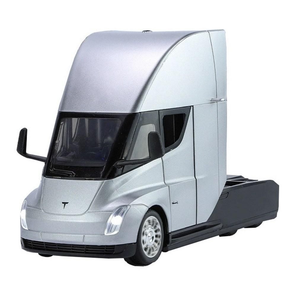Tesla Semi Elektrische Vrachtwagen 1:24 Schaal Diecast Legering Pull-Back Modelauto - Zilver