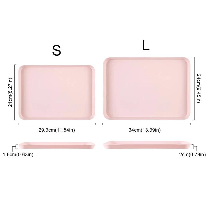 Pink Green Gray Plastic Tray Nordic Rectangular Plastic Tray Storage Serving Tray Kitchen Organizer Kitchen Fruit Dessert Tray