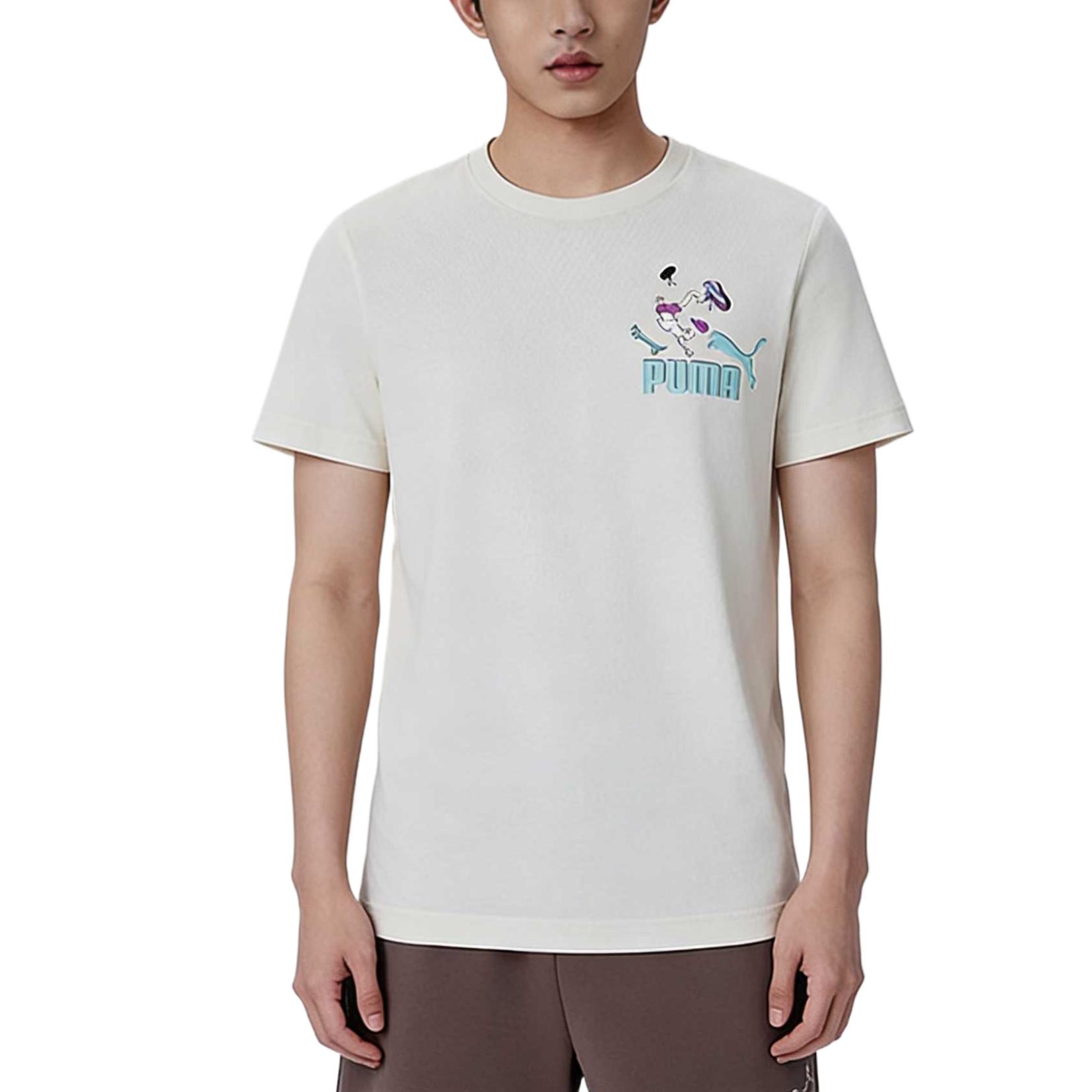 PUMA T Shirts Unisex Snow White Crew Neck Moderate 639544-87 L(180/100A)