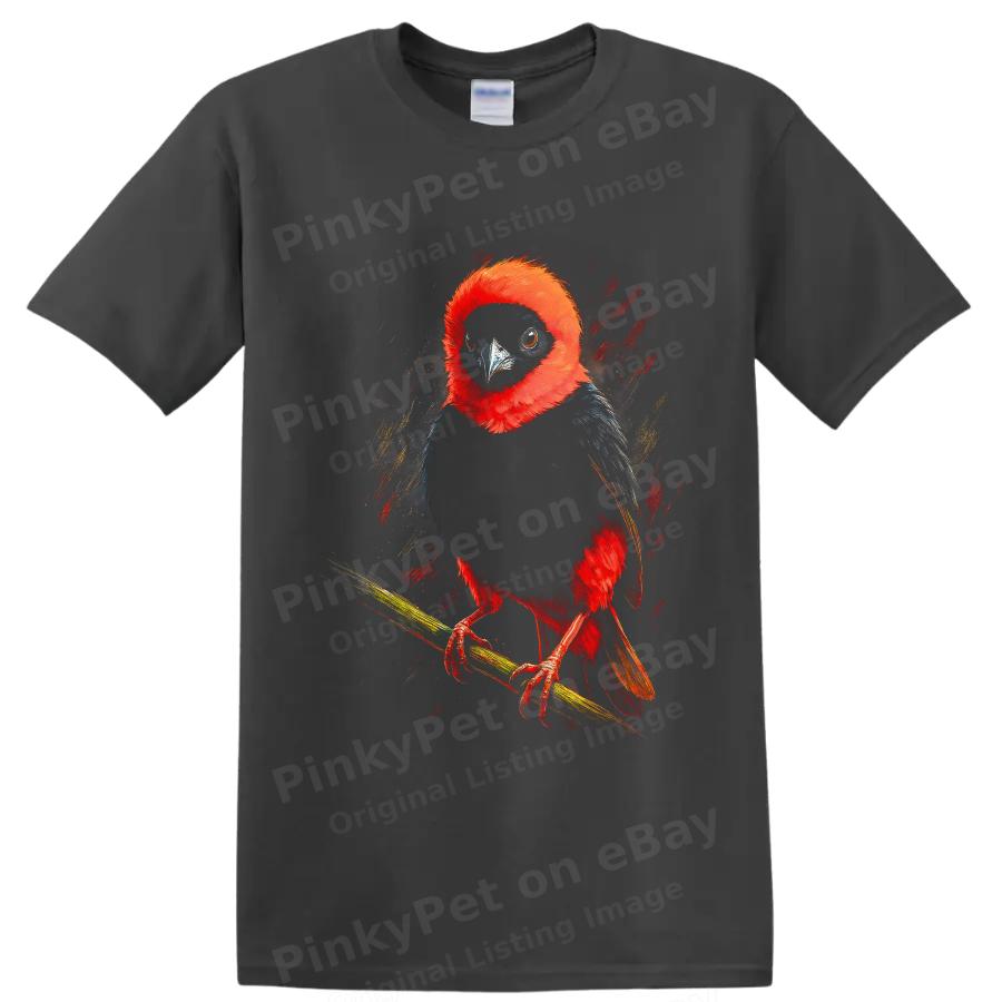 Red Headed Trogon Bird T Shirt Vibrant Tropical Wildlife Art Graphic Tee Print