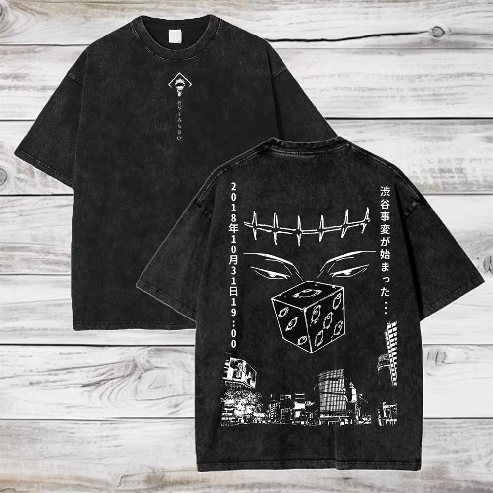 Gojo Satoru Jujutsu Kaisen Women Tshirt Washed Cotton Tshirt T Shirt Men New Clothing Summer Short Sleeve Tees Streetwear