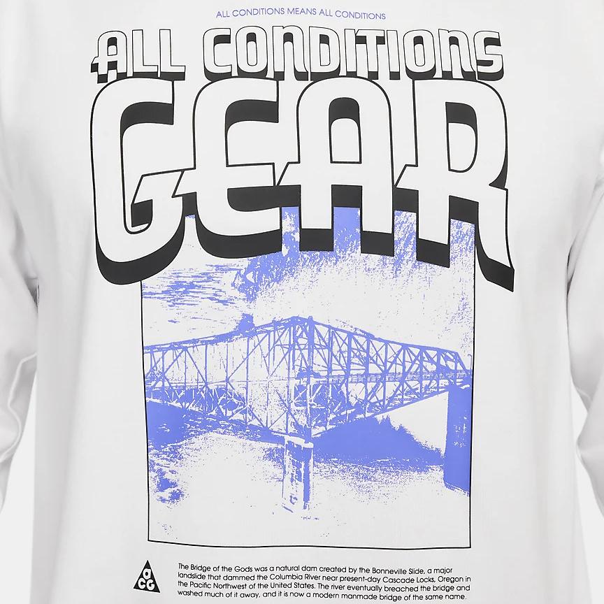 Nike ACG Series Letter Print Crew Neck Casual Long Sleeve T-Shirt Men Tops White FQ3730-121
