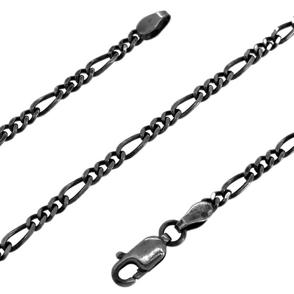 Gin No Oxidized Figaro Length Width Sterling Silver 925 Necklace Chain [Shinjuku Kura] Chain, 40-80cm (50cm), Approx. 2.4mm, Thin, (Chain Only)